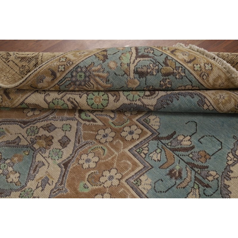 Geometric / Floral Tabriz Persian Area Rug Hand-Knotted Wool Carpet - 6'7"x 9'9"