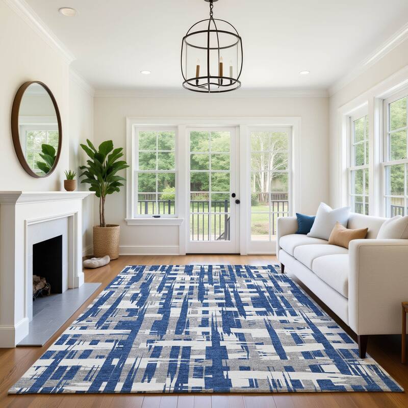 Premium Washable Super Soft Contemporary Plaid Mayfield Rug