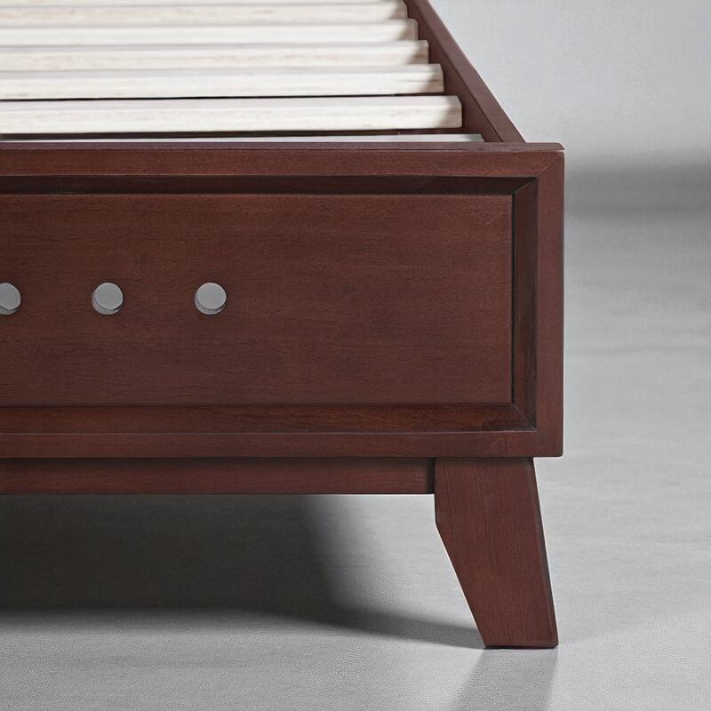 Queen/King Size Bed with Solid Pine Wood Frame, No Box Spring, Stable, Elegant Headboard