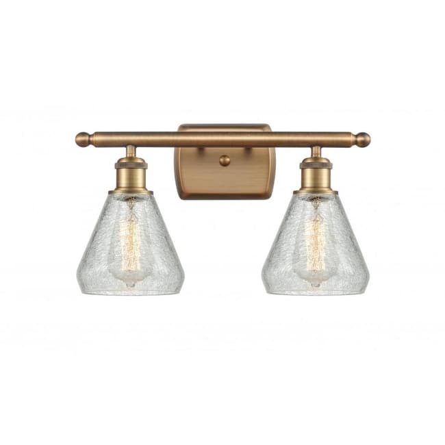 Innovations Lighting Conesus 2 Light 16" Wide Bathroom Vanity Light - Brushed Brass / Clear Crackle