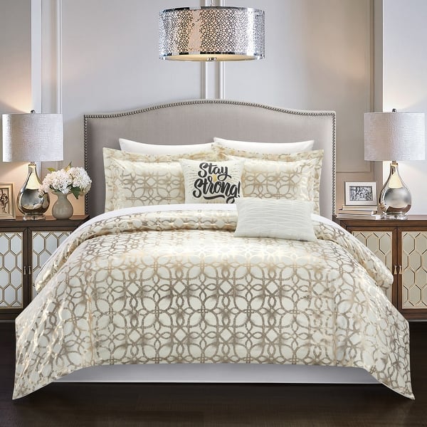 Chic Home Shea 9 Piece Metallic Pattern Bed In A Bag Comforter Set On Sale Overstock 30526060