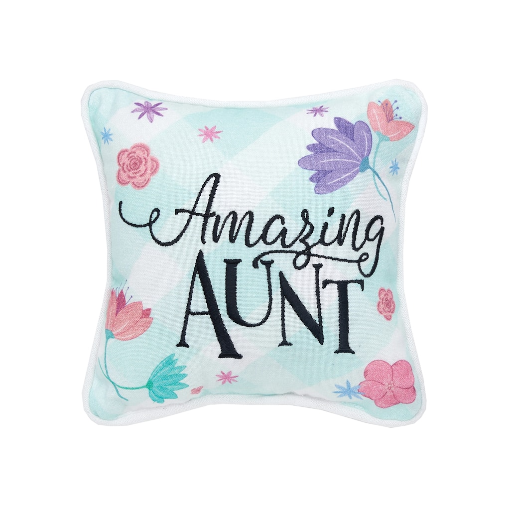 8" x 8" Amazing Aunt Printed and Embroidered Throw Pillow