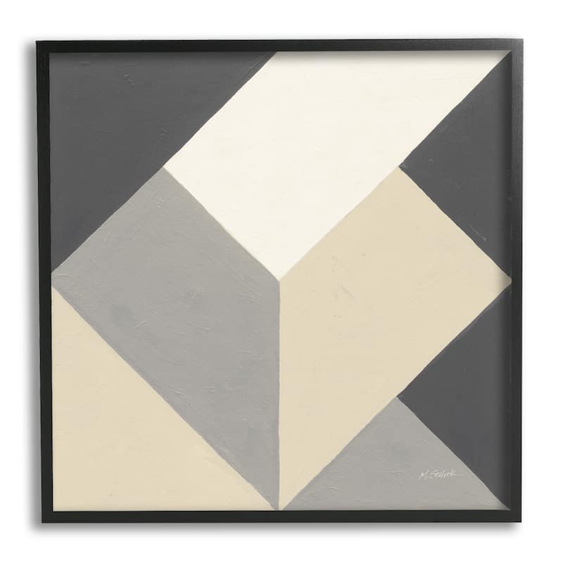 Stupell Geometric Shape Arrangement Abstract Grey Beige Heart Framed Wall Art
