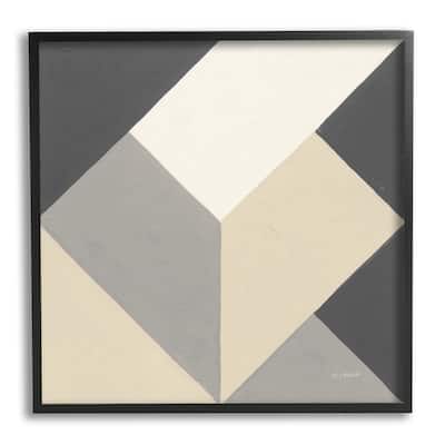 Stupell Geometric Shape Arrangement Abstract Grey Beige Heart Framed Wall Art