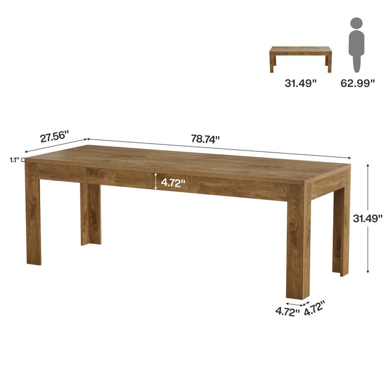 78.7 Inch Long Rectangle Dining Table for Kitchen Dining Room - 27.56" D x 78.74" W x 31.49" H