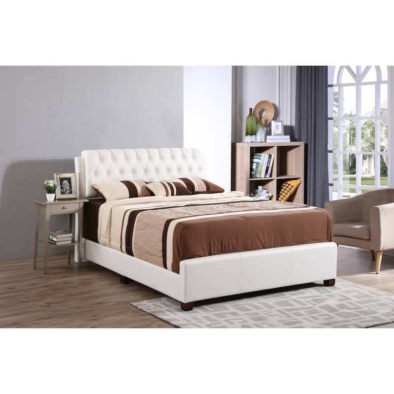 Contemporary White Queen Bed for Modern Decor - White