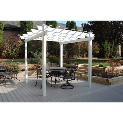 DuraTrel Kingston 105" x 105" x 96" White Vinyl Pergola
