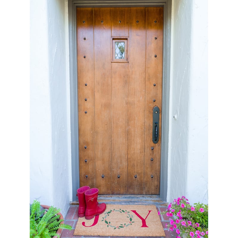 17" x 30" Coir Mat - Joy Wreath
