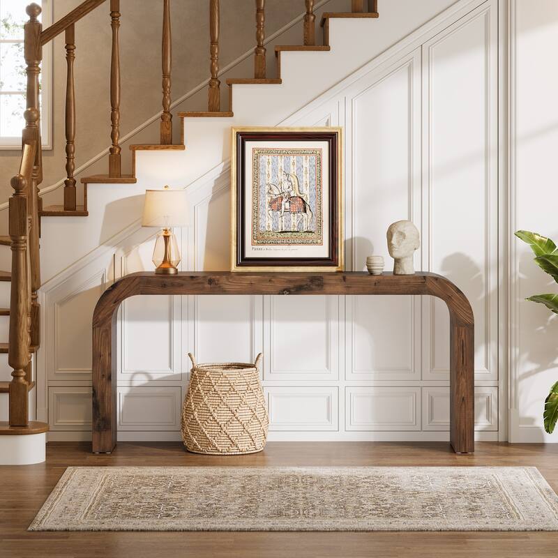 Solid Wood Console Table, 70.87-Inch Farmhouse Sofa Table