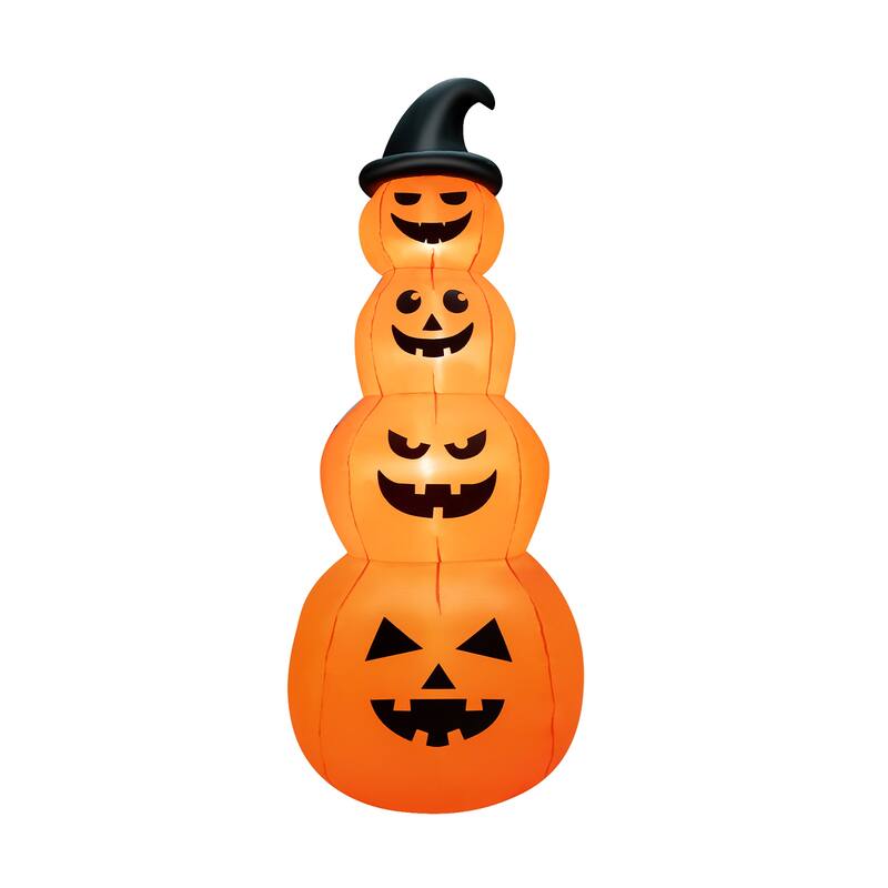 8FT Halloween Inflatable Pumpkin 4 Pumpkins Stack Halloween Decoration - Orange