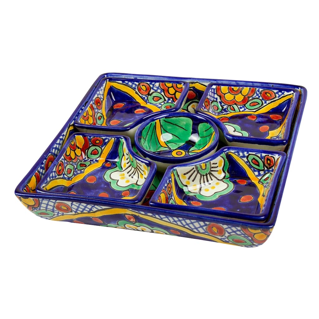 Novica Handmade Hidalgo Square Ceramic Appetizer Platter