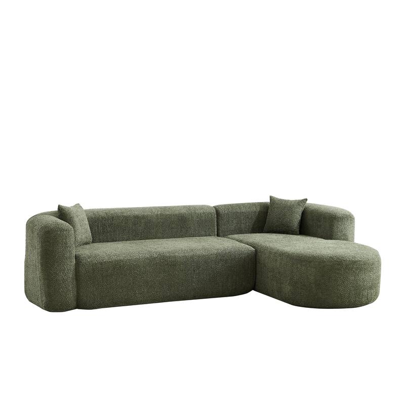 L-Shaped Modular Sectional Sofa, Comfy Chenille Boneless Cloud Couch, Corner Deep Seat Sofa with 2 Throw Pillows