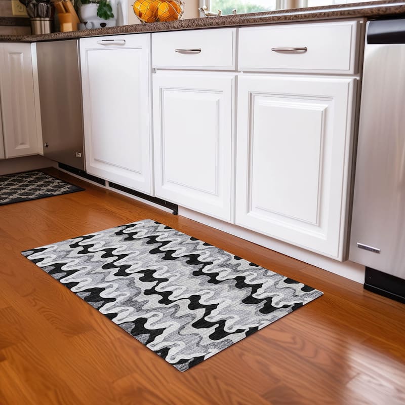 Machine Washable Indoor/ Outdoor Chantille Abstract Ripples Rug