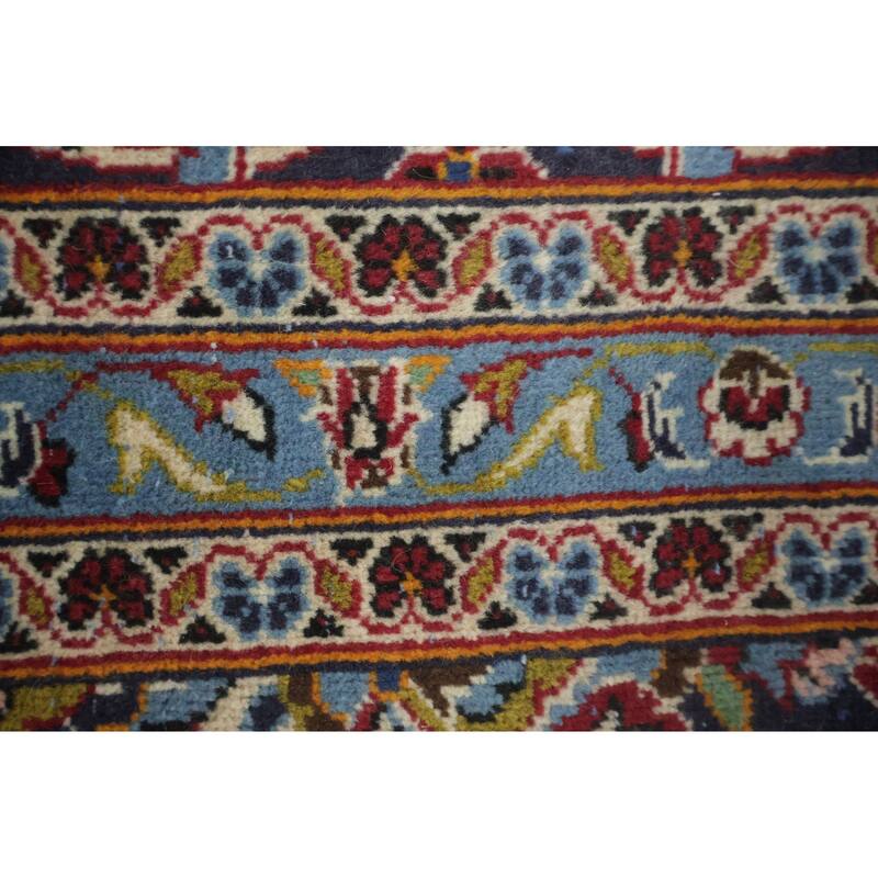 Hand Knotted Oriental 100% Wool Carpet Traditional Floral Red Kashan Area Rug - 13' 5'' X 9' 7''