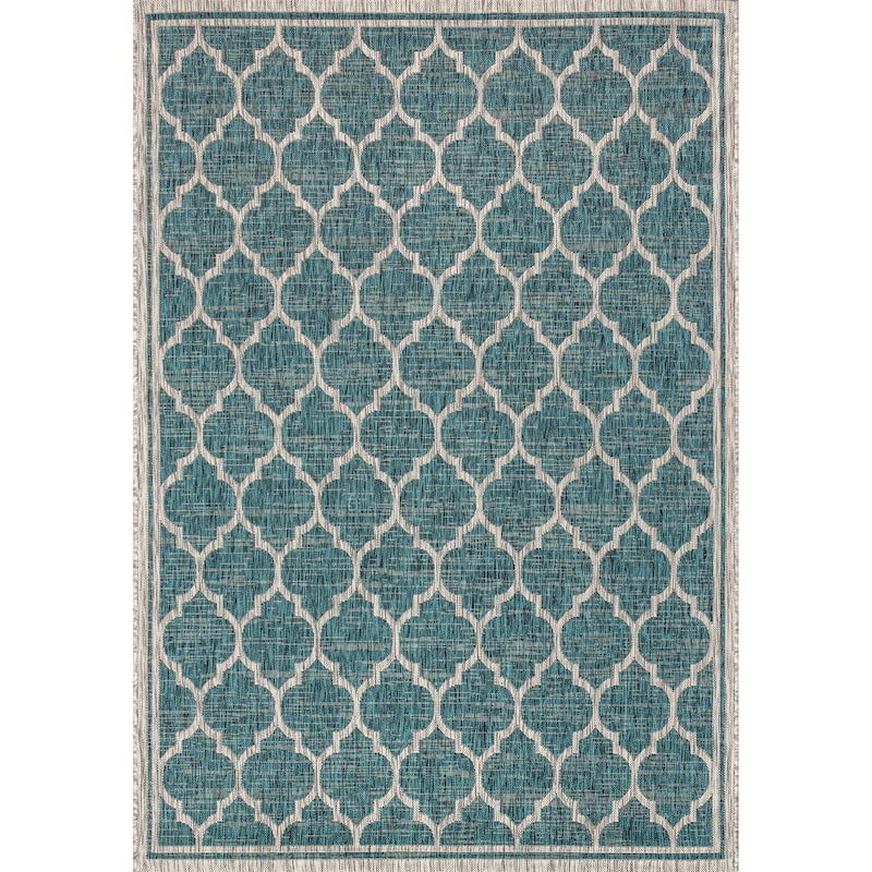 JONATHAN Y Zinnia Textured Weave Indoor/Outdoor Area Rug - 9 X 12 - Teal/Gray