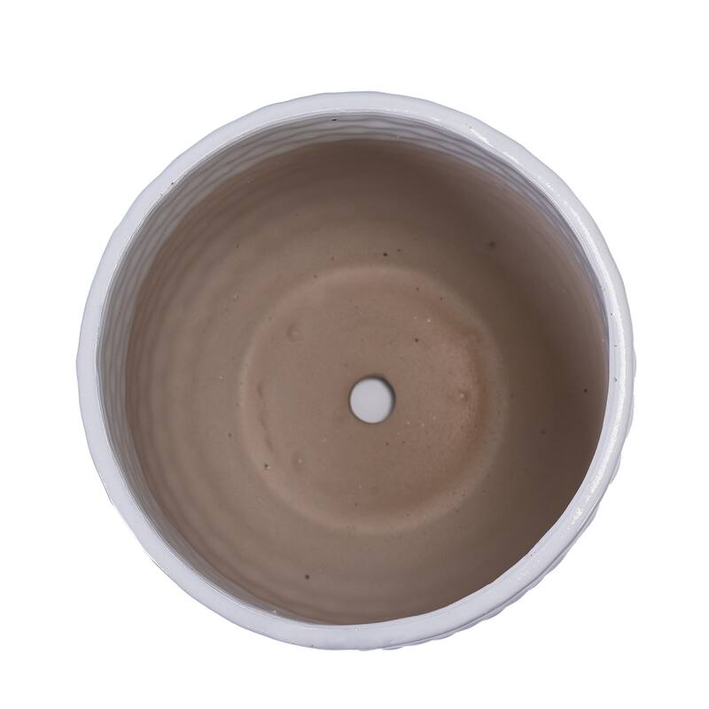 Set of 3 Ceramic Planters Geometric Texture for Orchids and Succulents