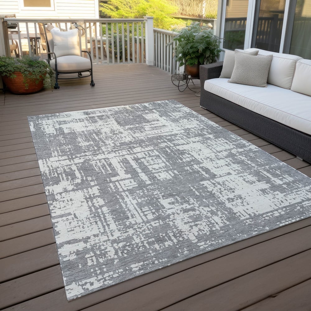 Machine Washable Indoor/ Outdoor Chantille Abstract Solid Rug