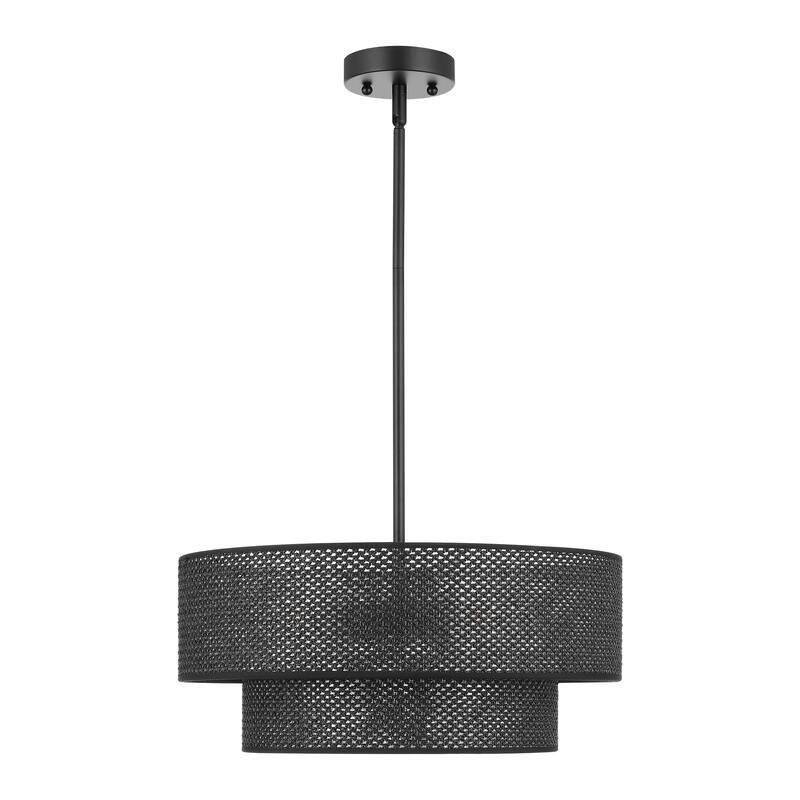 Modern Chandelier 18" 4-Light Black Woven Rattan Shade