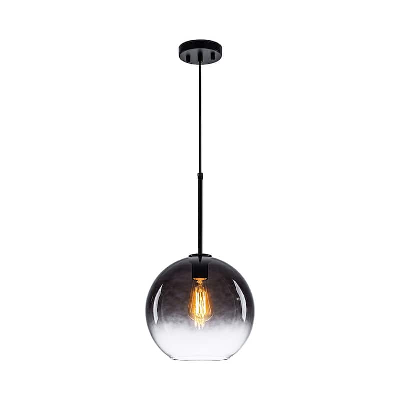 11.0''W 1-Light Modern Hand-blown Clear Glass Globe Pendant