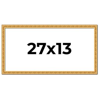 27x13 Frame Gold Real Wood Picture Frame Width 1 inches | Interior