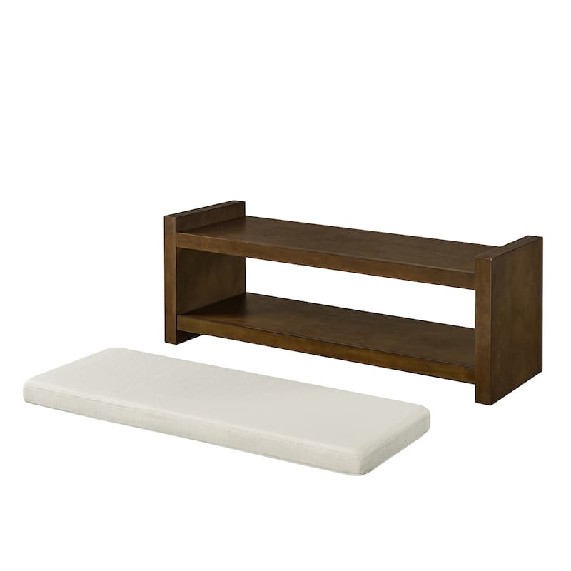 GDFStudio - Layla 47" Modern Linen Bench with Padded Seat & Shoe Rack