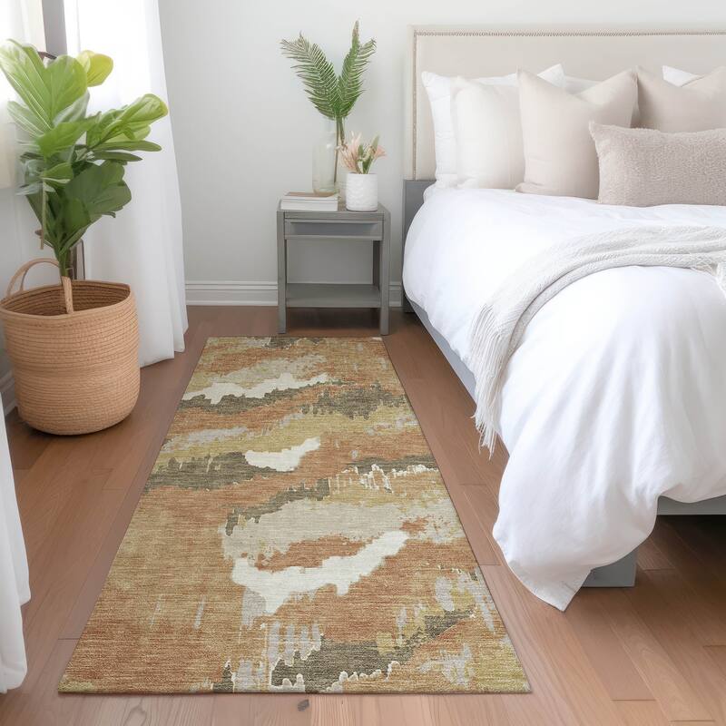 Machine Washable Indoor/ Outdoor Chantille Ombre Abstract Rug