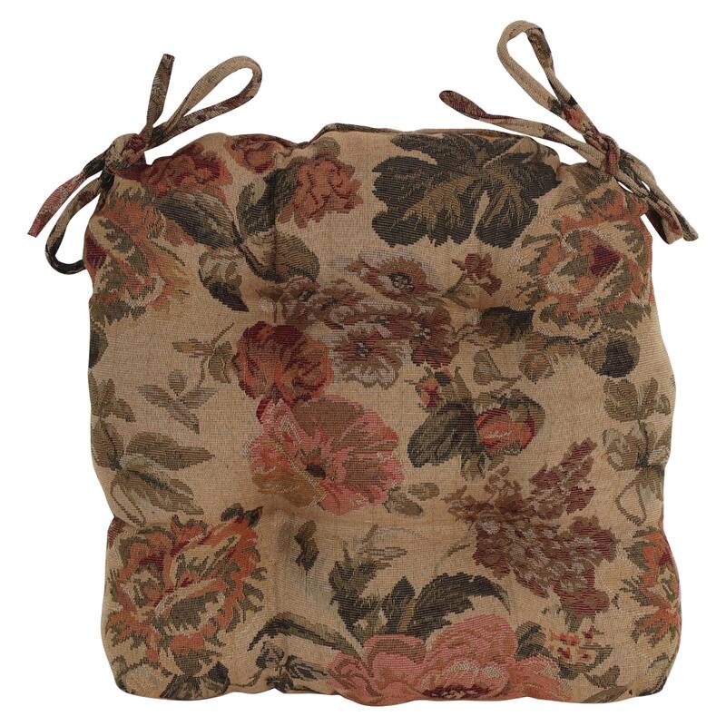 16-inch Rounded Back Woven Tapestry Tufted Chair Cushions (Set of 2 or 4) - 16 x 16