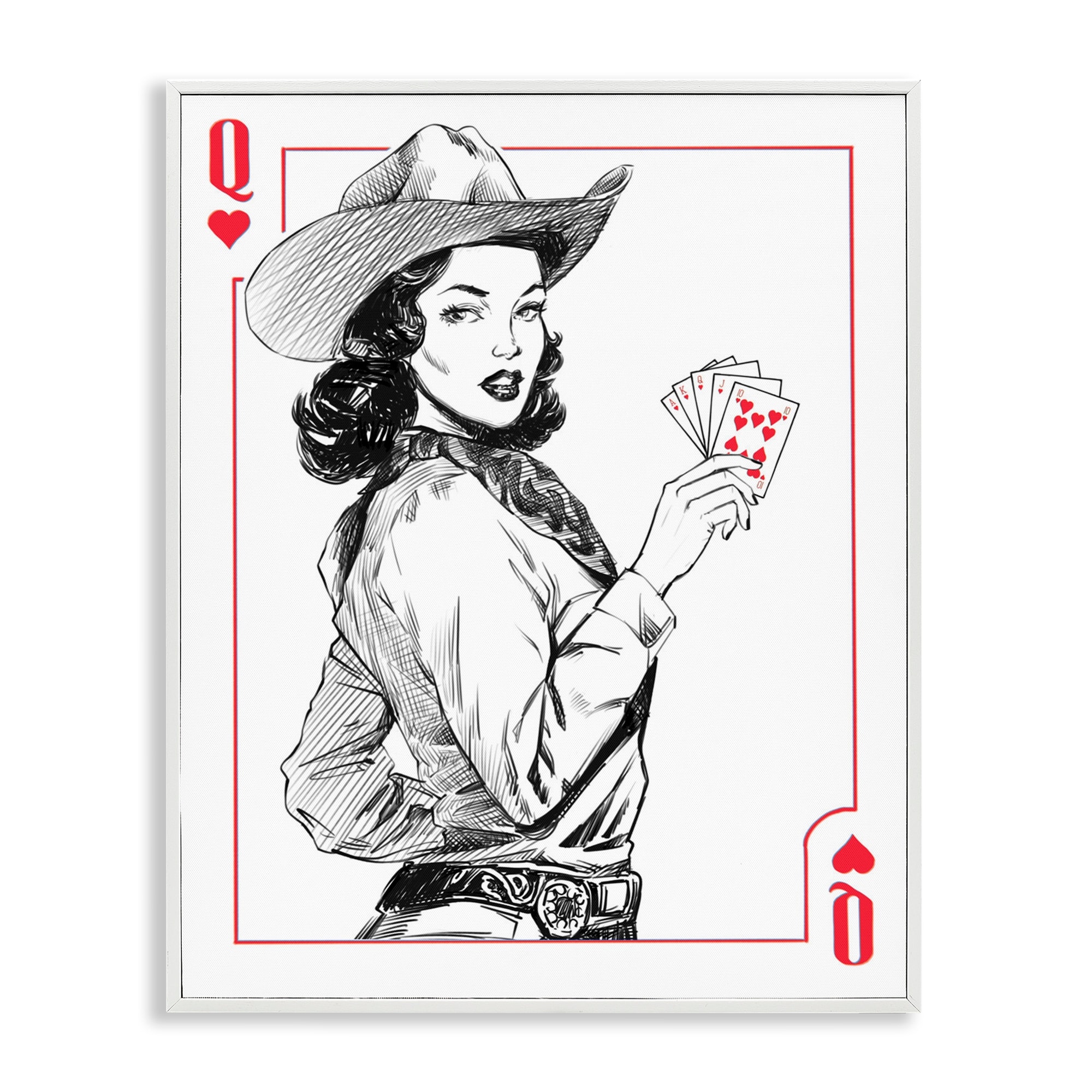 Stupell Cowgirl Queen of Hearts Framed Giclee Art Design By Ziwei Li