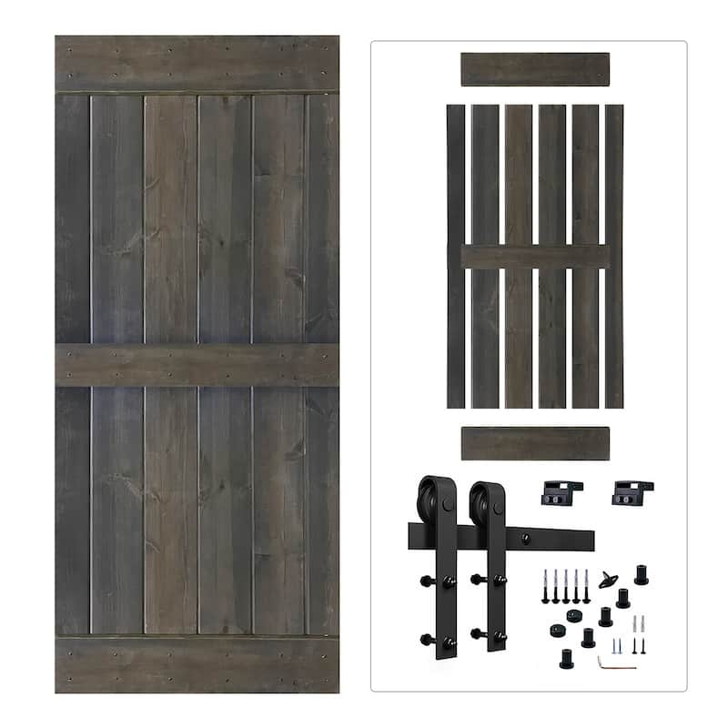 K1 Series Paneled Wood Barn Door with Installation Hardware Kit - 38" - Espresso