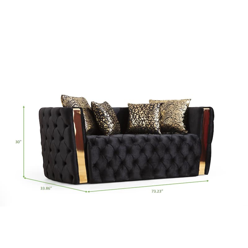 Velvet Sofa & Loveseat with 5 Pillows
