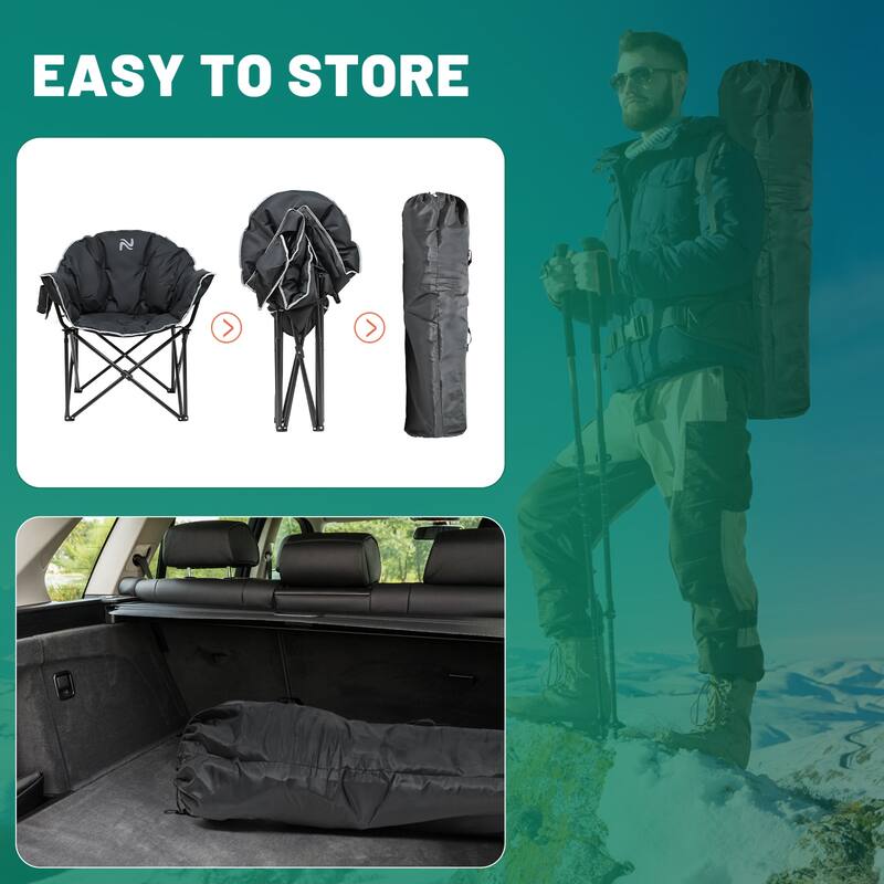 DoCred Oversized Camping Chair, Fully Padded Folding Moon Chair