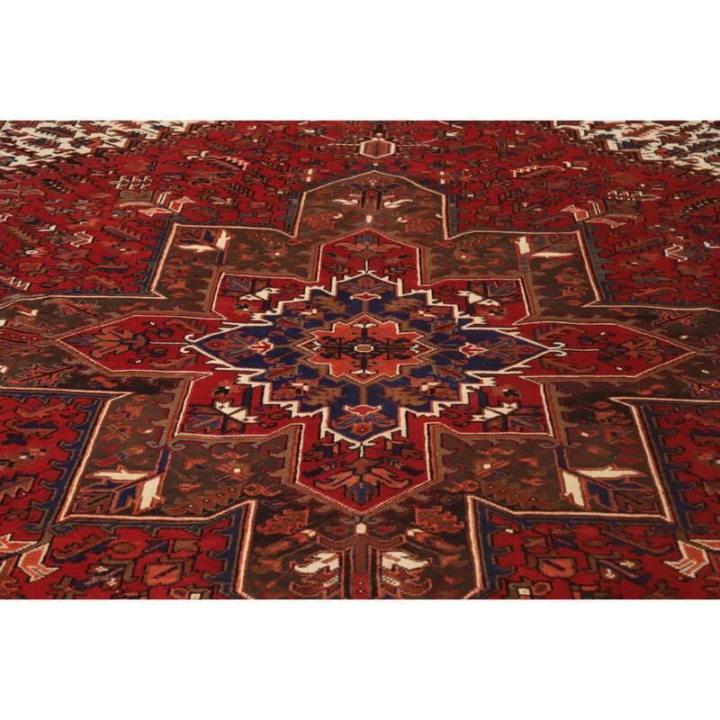 Hand Knotted Oriental 100% Wool Carpet Traditional Medallion Red Heriz Area Rug - 12' 0'' X 9' 9''