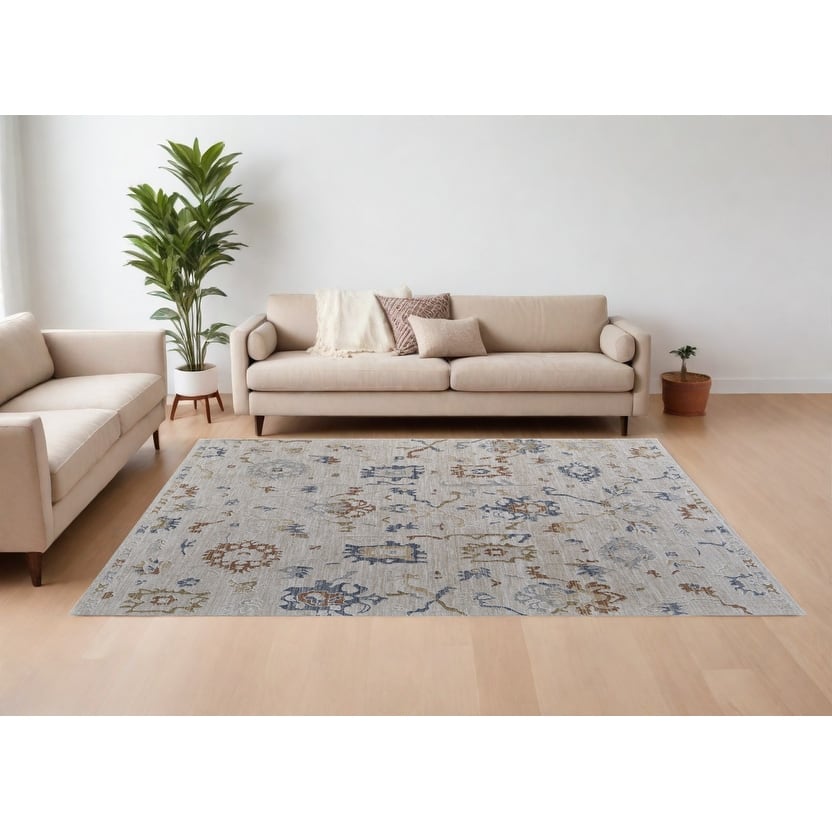 HomeRootsFloral Bohemian Rectangle Area Rug - 123' X '94' X '0.43