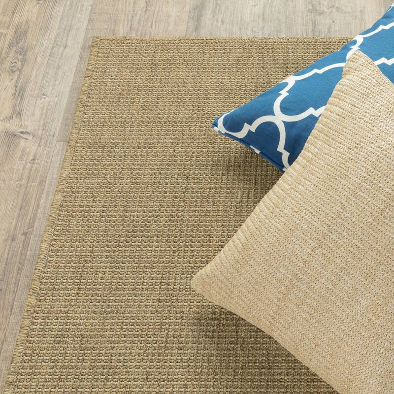 Style Haven Veranda Solid Tan Indoor-Outdoor Area Rug