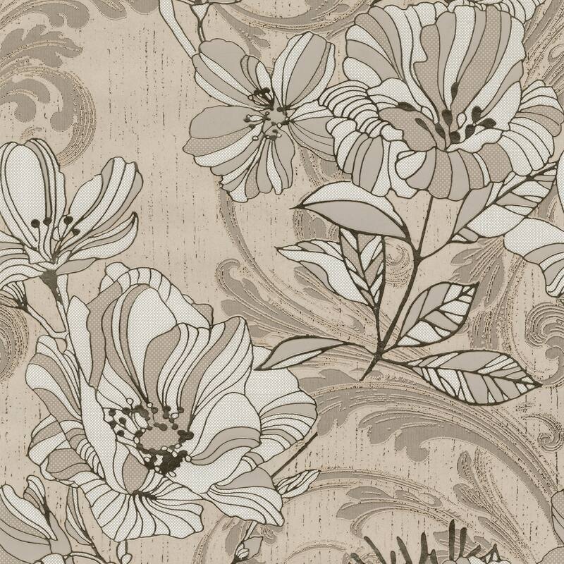 A-Street Prints Selene Gold Mucha Floral Wallpaper