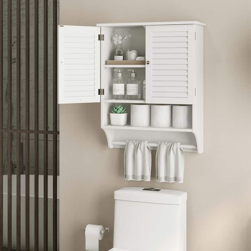 Costway Bathroom Wall Mounted Medicine Cabinet with Louvered Doors & - See Details
