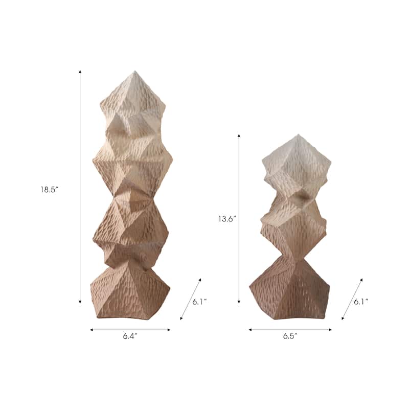 Polyresin Sculptures Faceted Abstract Design (Set of 2) - 19/14" Brown - 6.5" x 6" x 18.5"