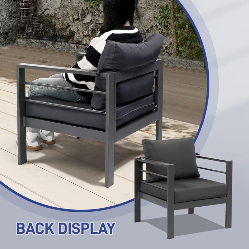 Patio 4-Piece Aluminum Conversation Set with Cushions