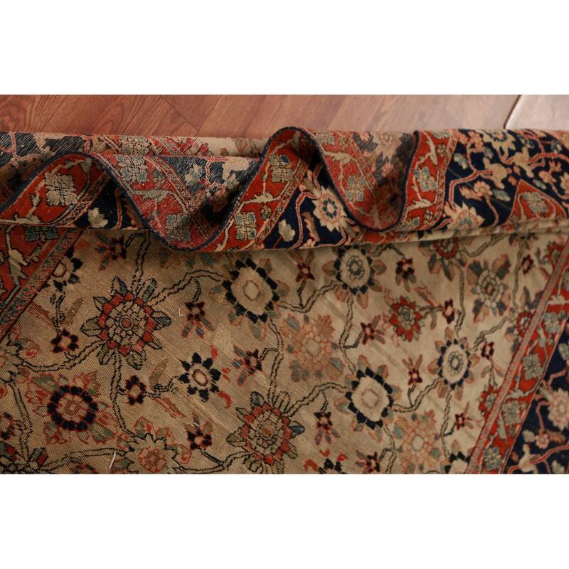 Pre-1900 Antique Vegetable Dye Sarouk Farahan Persian Handmade Carpet - 4'2"x 6'10"