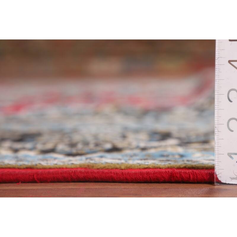 Red Medallion Kashan Turkish Area Rug Machine Made Traditional Carpet - 9'7" x 13'2"