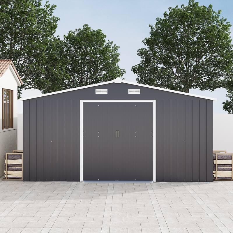 10*12ft 0.25mm Steel Plate, Surface Protective Film, Two Daylight Windows, Two Colors Can Be Freely Selected Storage Sheds