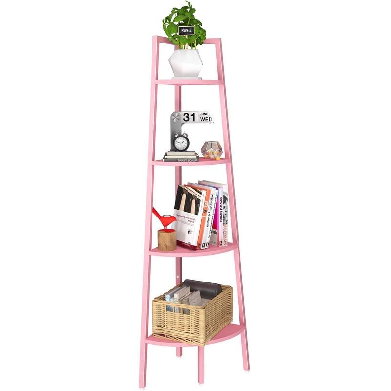 Corner Shelf - 17.4"D x 13W x 53.74"H - Pink