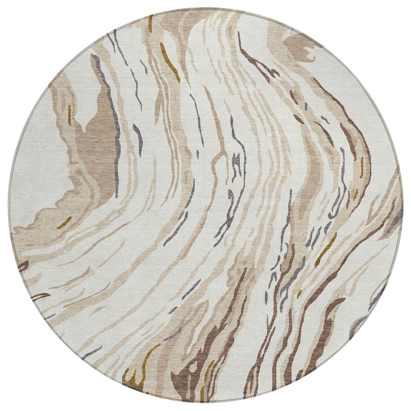 Machine Washable Indoor/ Outdoor Modern Wave Chantille Rug