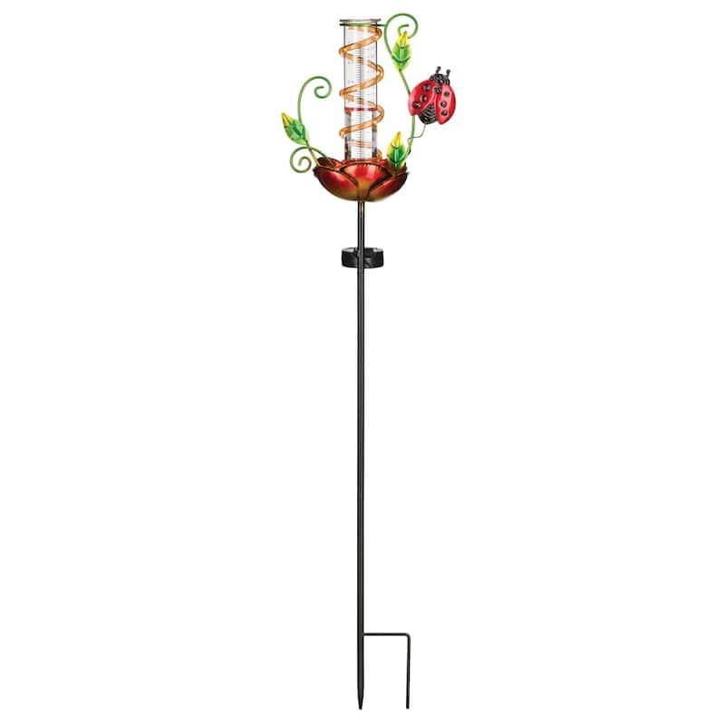 Rain Gauge Solar Stake - Ladybug