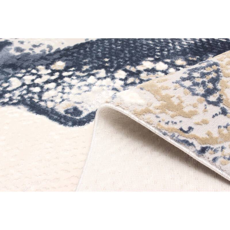 ECARPETGALLERY Machine Made Bloom Blue Area Rug