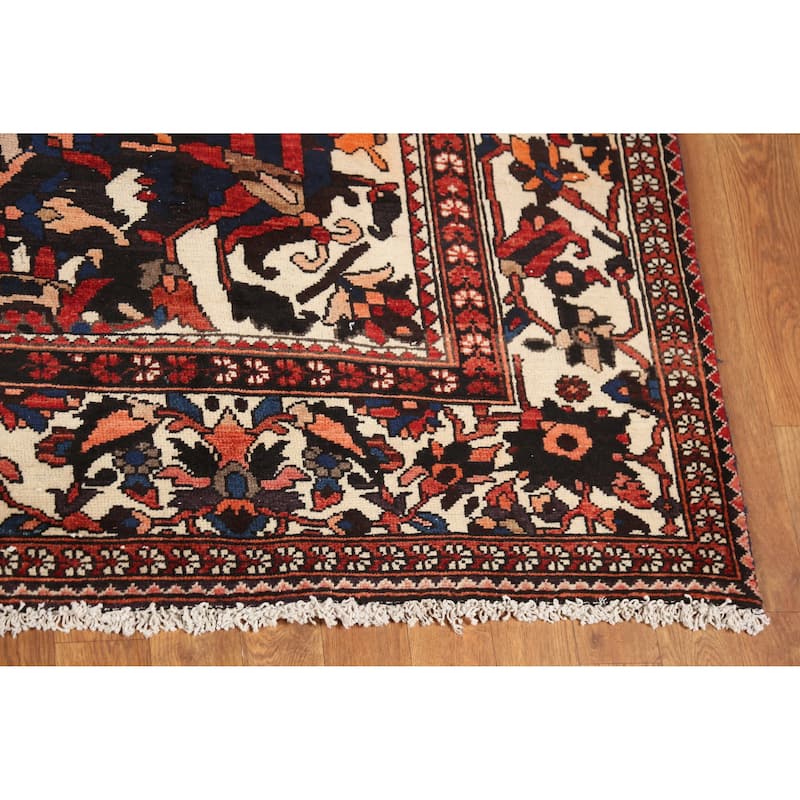 Hand Knotted Oriental 100% Wool Carpet Traditional Floral Oranges & Rust Bakhtiari Area Rug - 10' 1'' X 7' 0''
