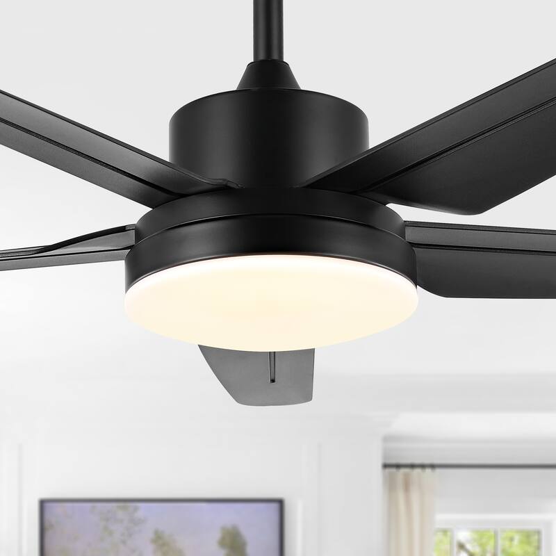 SAFAVIEH Lighting Gospava Led Ceiling Fan - 52 In. W x 52 In. D x 44912 In. H - Black - 52Wx52Dx22H