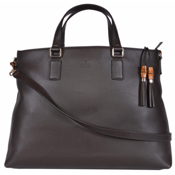 Shop Gucci 365345 Large Brown Leather Bamboo Tassel Crossbody Handbag Purse - 18&quot;x12.5&quot;x6 ...