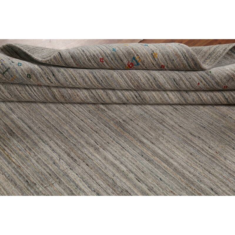 Striped Gabbeh Square Area Rug Handmade Wool Carpet - 9'9"x 9'7"