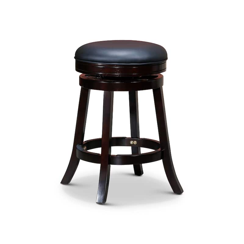 DTY Indoor Living Creede Backless Swivel Stool - Espresso Finish/Black Bonded Leather - Counter Height - 23-28 in.